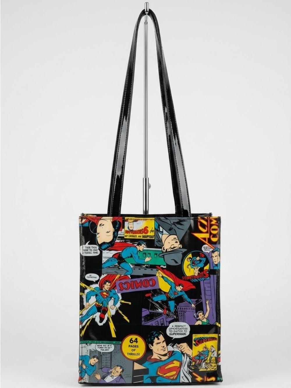 Vintage 1997 Warner Bros Studio Store Superman Comic Vinyl Tote Bag RARE NWT